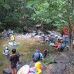 용대자연휴양림 내에 위치한 야영장에서 이용객들이 휴가를 즐기고 있다.