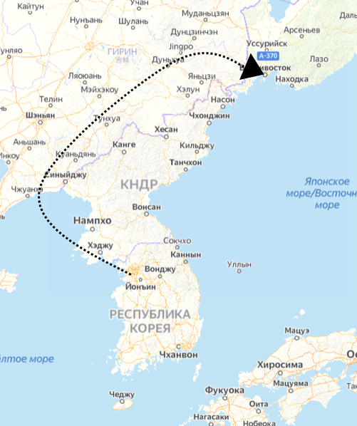 <한국과 지리적으로 근접한 러시아 블라디보스토크 – 출처 : 얀덱스 지도(яндекс карты)>
