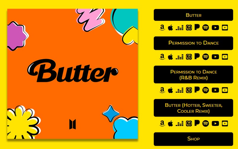 <커버 사진으로 쓰인 BTS의 히트송 버터의 공식 이미지 - 출처 : www.bts-butter.com>