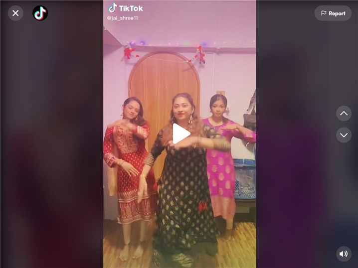 <온라인에서 진행 중인 틱톡 댄스 챌린지, ‘Di Di Deepavali’ - 출처: 틱톡(@jai_shree11)>