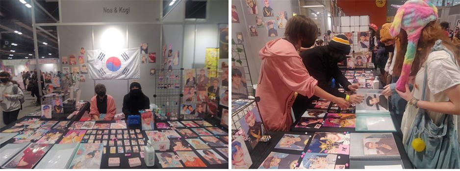 <한 박람회에서 자신들의 작품을 전시 및 판매하고 있는 노아(@noa.bxng)와 딜런(@kogiitsu) - 출처: 통신원 촬영>