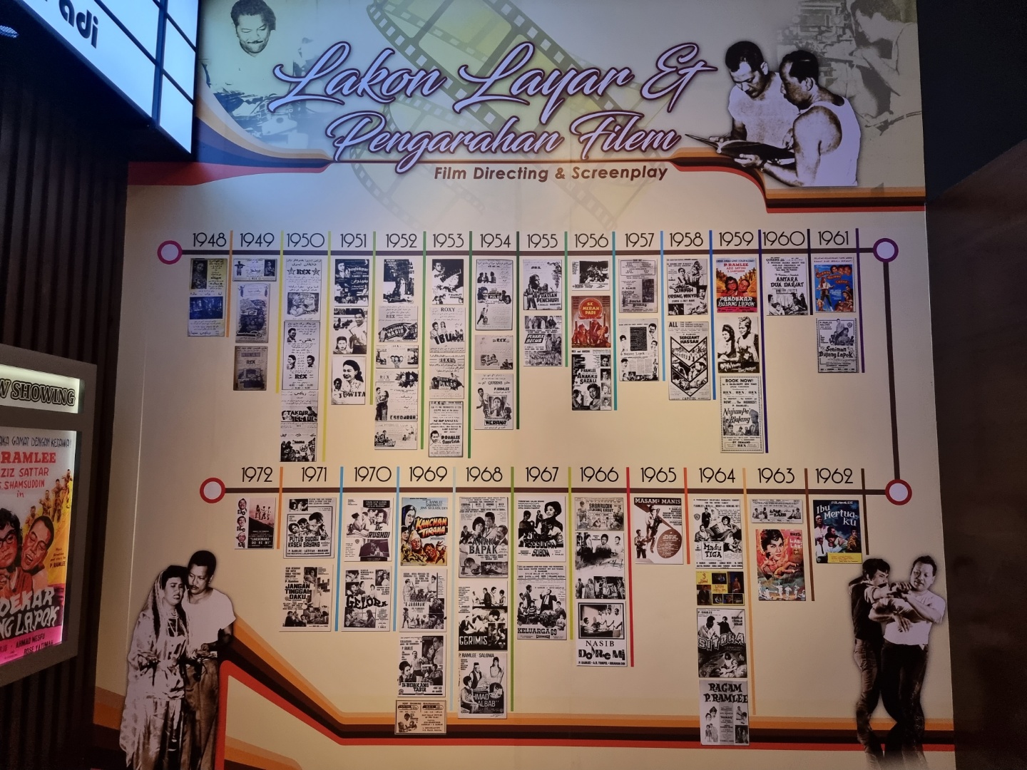 <말레이시아 영화 부흥기를 이끈 피람리가 1948년부터 1962년까지 참여한 영화 - 출처: 통신원 촬영>