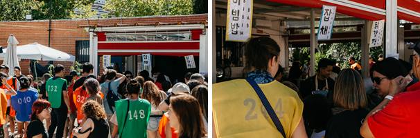 < 한식 한마당 참가자들이 음식을 구매하기 위해 줄을 서고 있다 - 출처: 마드리드한인회 제공 >