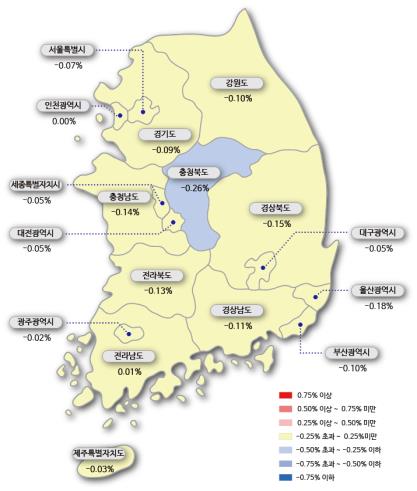 서울 아파트값 22주째 하락…급매 '반짝 소진'에 낙폭은 줄어